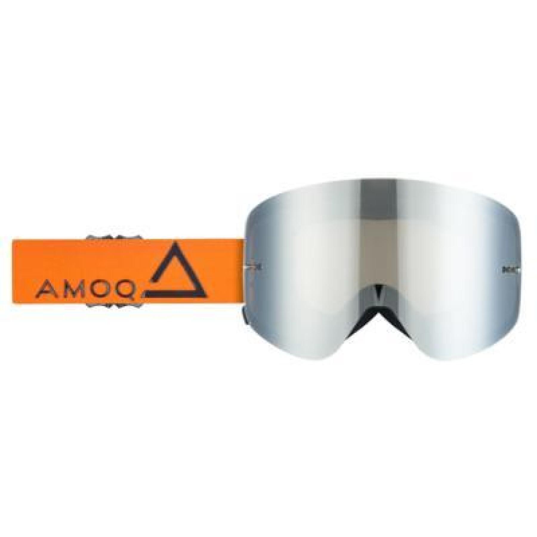 Crossglasögon för motorcykel med silverfärgad spegellins Amoq Vision Magnetic