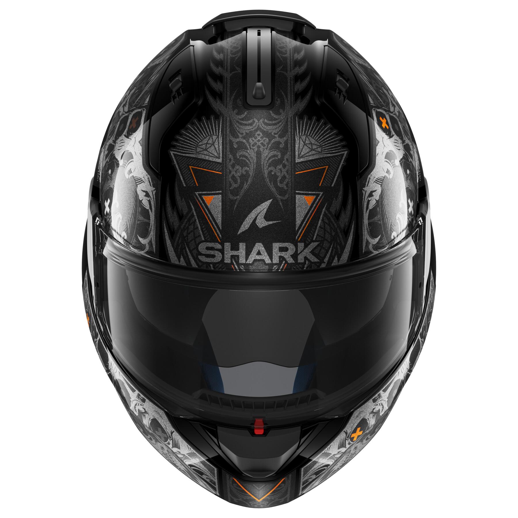 Modulär motorcykelhjälm Shark Evo Es K-Rozen Black Anthracite Orange