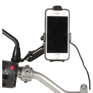 Motorcykelhållare för smartphone med laddare på backspegelskruv Chaft